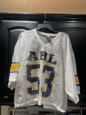 Sports Belle Vintage Cropped Football Jersey ABL #53 White Blue Large/XL